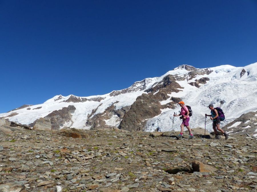 Hiking in front of the Monte Rosa glaciers &copy;trekkinginthealpsandprovence.com